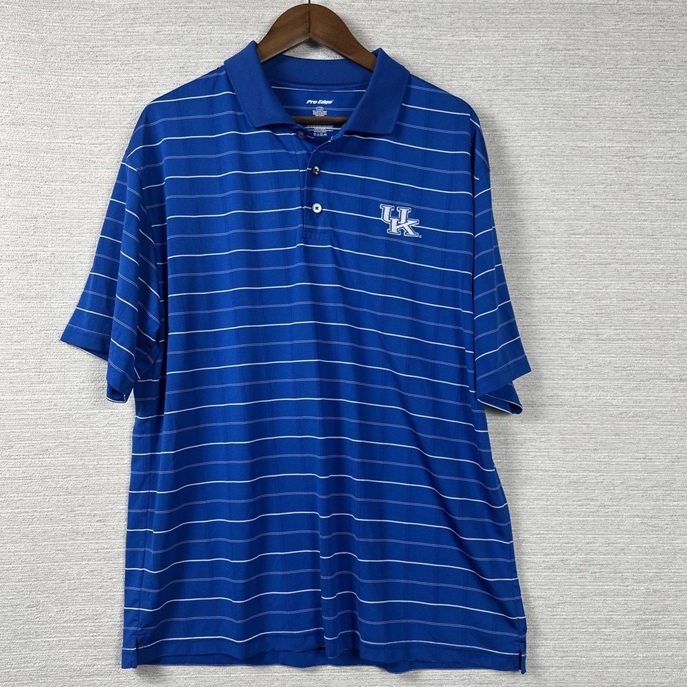 Kentucky Wildcats Polo Shirt Large Blue Striped Golf NCAA Performance Sports